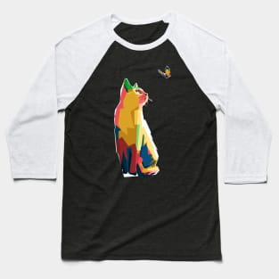 Cat And butterfly Baseball T-Shirt